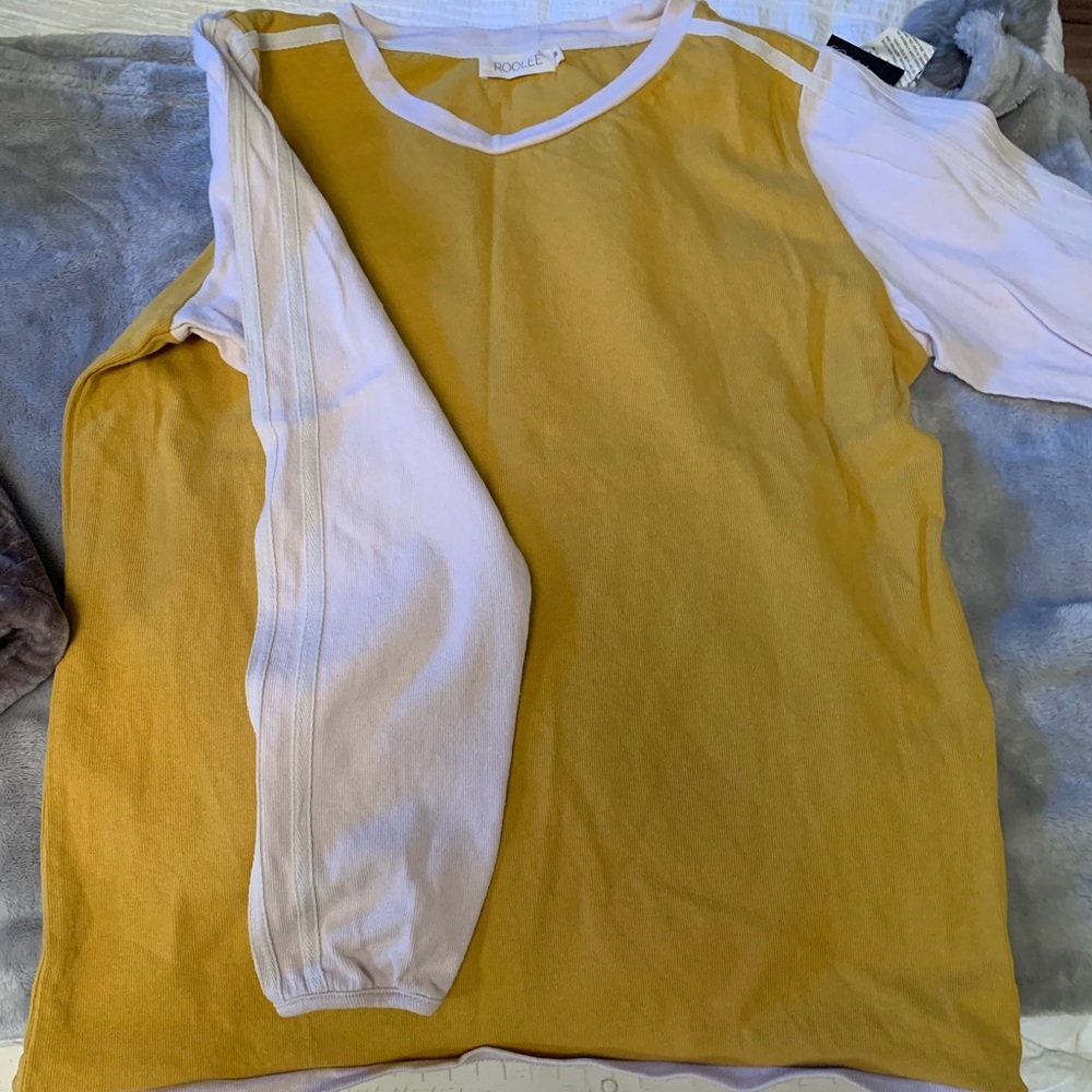 Yellow and light pink long sleeve shirt. Size M